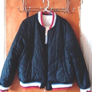 WOMENS REVERSIBLE BASEBALL STYLE PUFFER JACKET